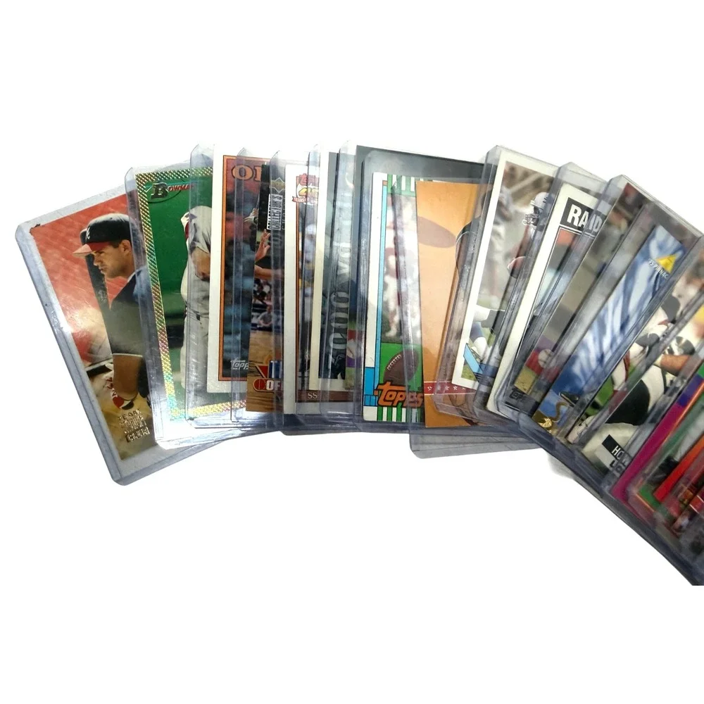 26 random football, basketball & baseball trading card lot, all in plastic